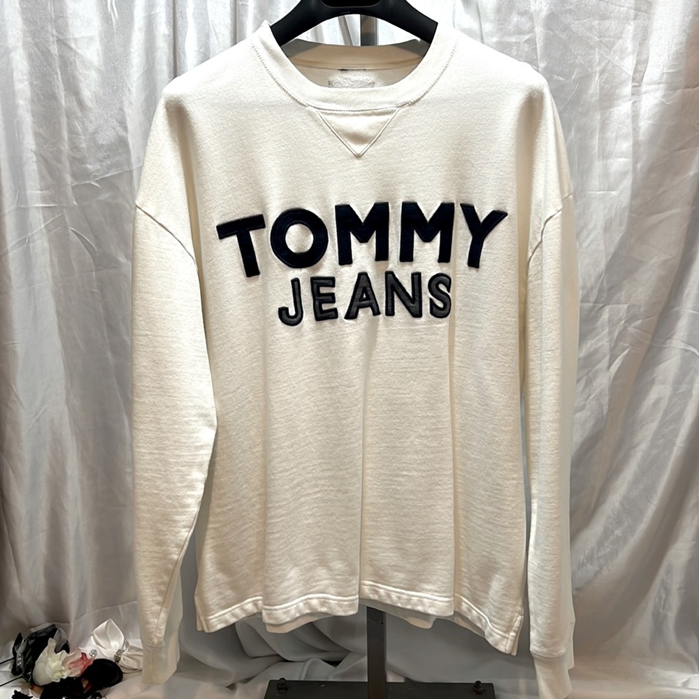 Tommy Jeans Y2K Long Sleeve White Knit Sweatshirt